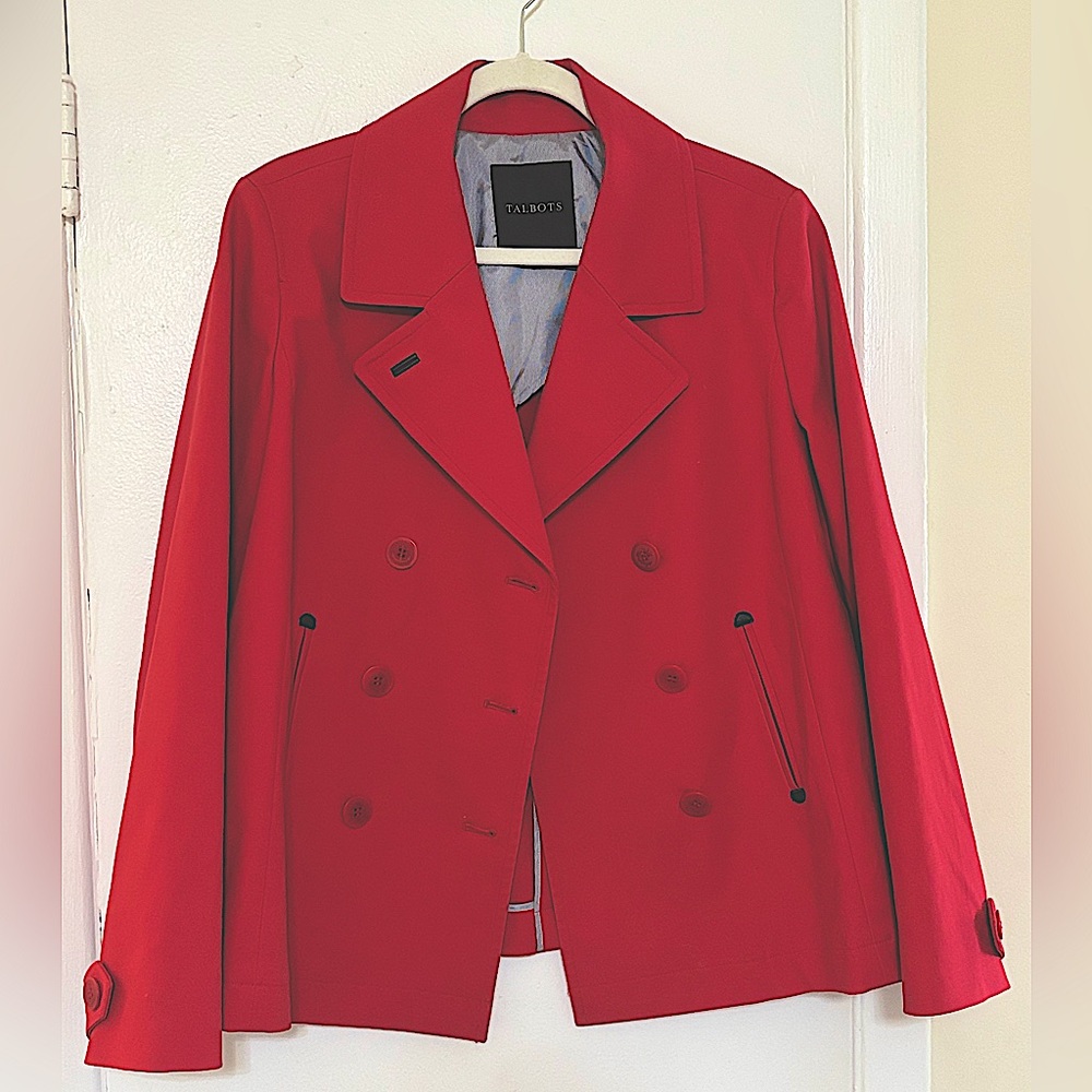Talbots Nautical Peacoat Jacket Cotton Shell
Double Breasted,Lightweight Size 12
